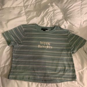 Forever 21 Happy Thoughts Blue Crop Top